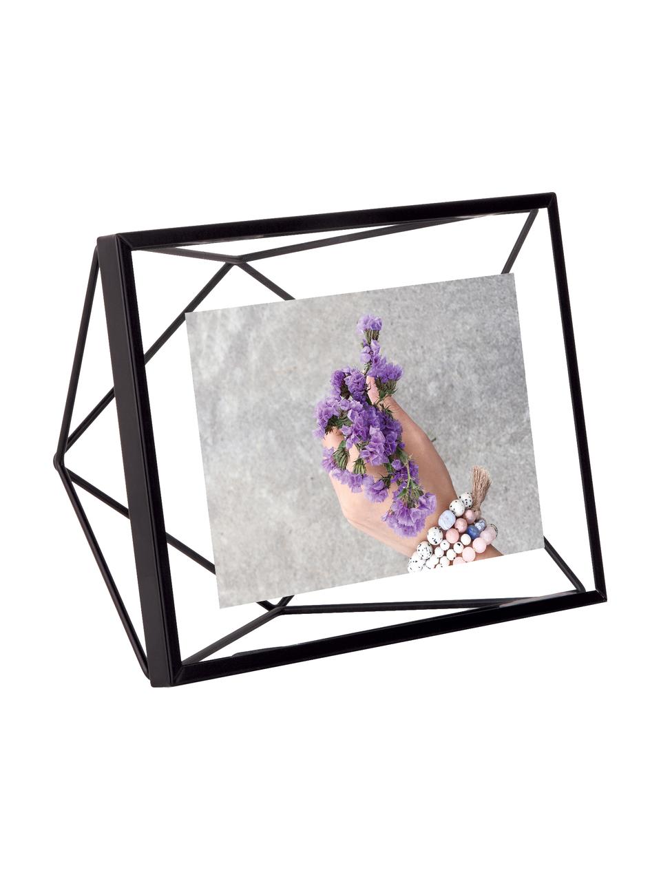 Bilderrahmen Prisma im 3D-Design, Rahmen: Stahl, Front: Glas, Schwarz, B 10 x H 15 cm