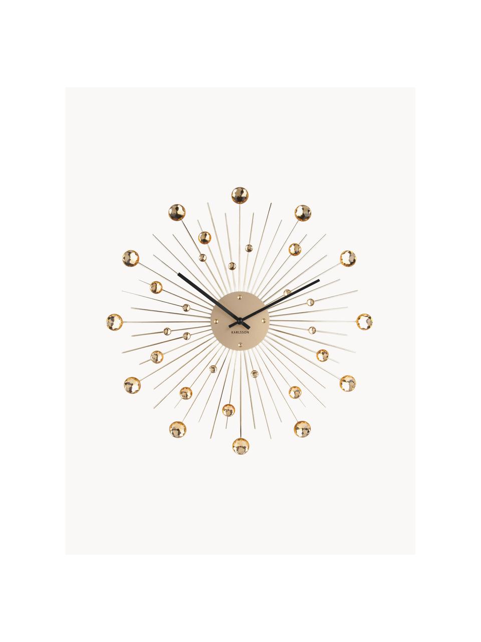 Reloj de pared Sunburst, Metal recubierto, Dorado, Ø 50 x F 4 cm