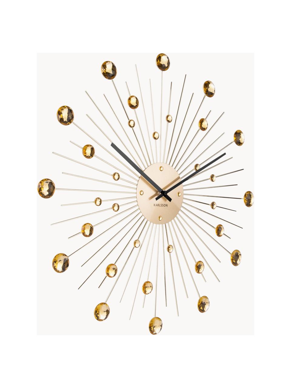 Nástenné hodiny Sunburst, Potiahnutý kov, Odtiene zlatej, Ø 50 x H 4 cm