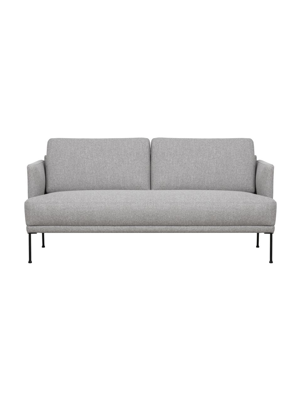 Sofa Fluente (2-Sitzer) in Hellgrau mit Metall-Füßen, Bezug: 80% Polyester, 20% Ramie , Gestell: Massives Kiefernholz, Füße: Metall, pulverbeschichtet, Webstoff Hellgrau, B 166 x T 85 cm