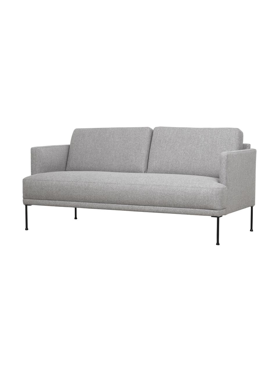 Sofa Fluente (2-Sitzer) mit Metall-Füßen, Bezug: 80% Polyester, 20% Ramie , Gestell: Massives Kiefernholz, FSC, Füße: Metall, pulverbeschichtet, Webstoff Hellgrau, B 166 x T 85 cm