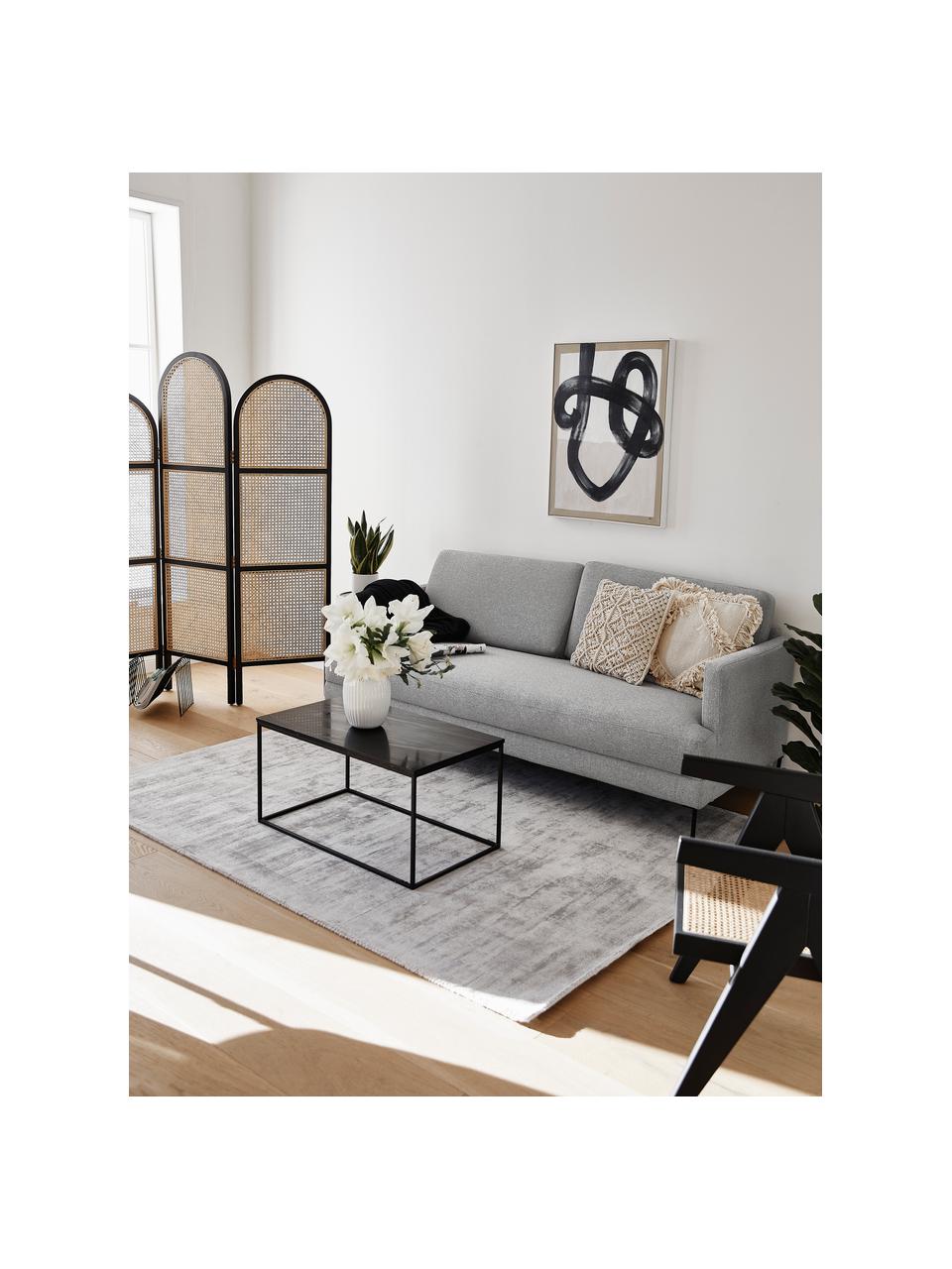 Sofa z metalowymi nogami Fluente (2-osobowa), Tapicerka: 80% poliester, 20% ramia , Stelaż: lite drewno sosnowe z cer, Nogi: metal malowany proszkowo, Jasnoszara tkanina, S 166 x G 85 cm