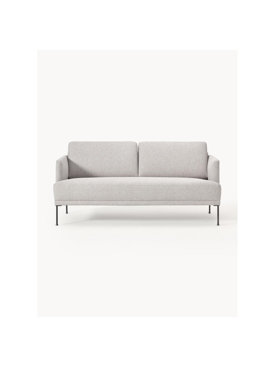 Sofa Fluente (2-osobowa), Tapicerka: 80% poliester, 20% ramia , Stelaż: lite drewno sosnowe z cer, Nogi: metal malowany proszkowo, Jasnoszara tkanina, S 166 x G 85 cm