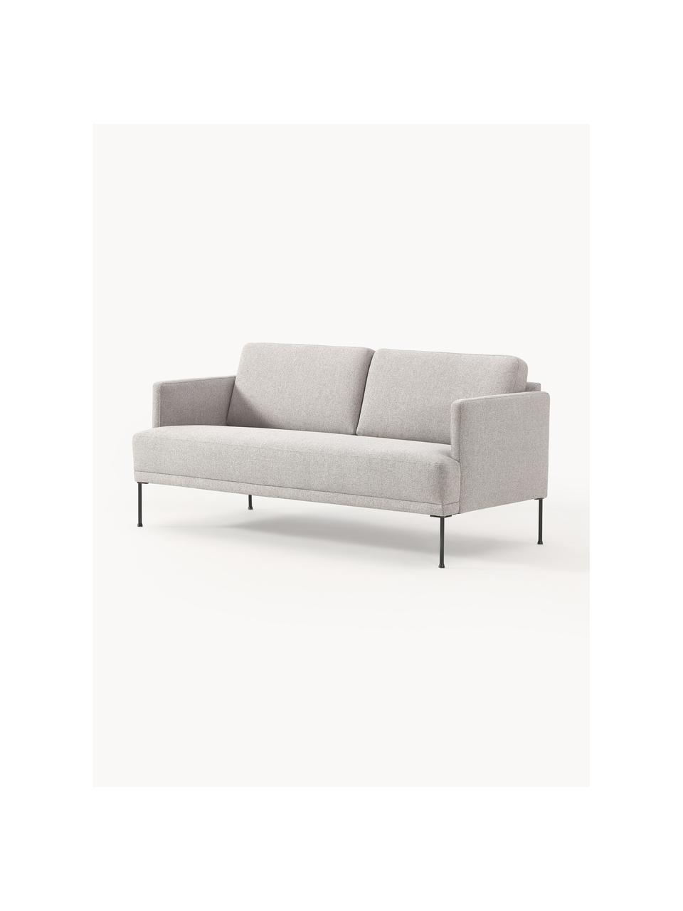 Sofa Fluente (2-Sitzer), Bezug: 80% Polyester, 20% Ramie , Gestell: Massives Kiefernholz, Füße: Metall, pulverbeschichtet, Webstoff Hellgrau, B 166 x T 85 cm