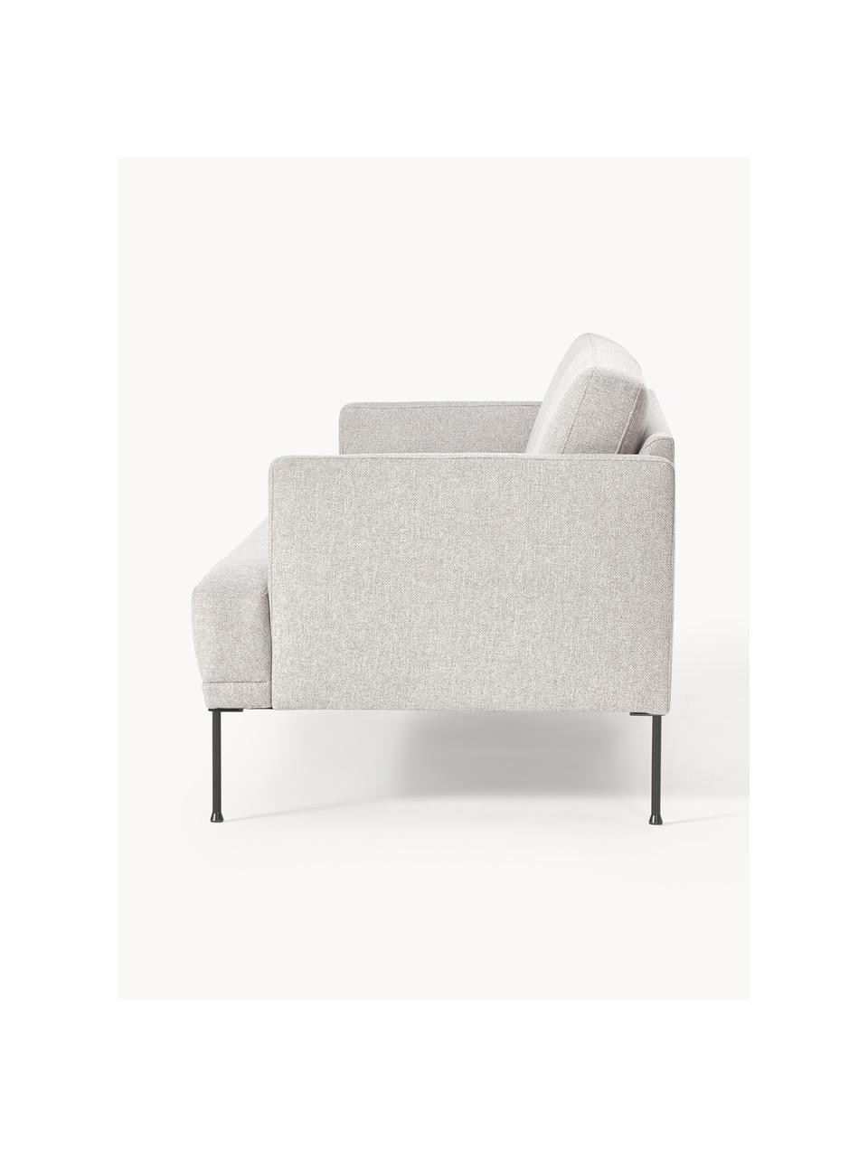 Sofa Fluente (2-osobowa), Tapicerka: 80% poliester, 20% ramia , Stelaż: lite drewno sosnowe z cer, Nogi: metal malowany proszkowo, Jasnoszara tkanina, S 166 x G 85 cm