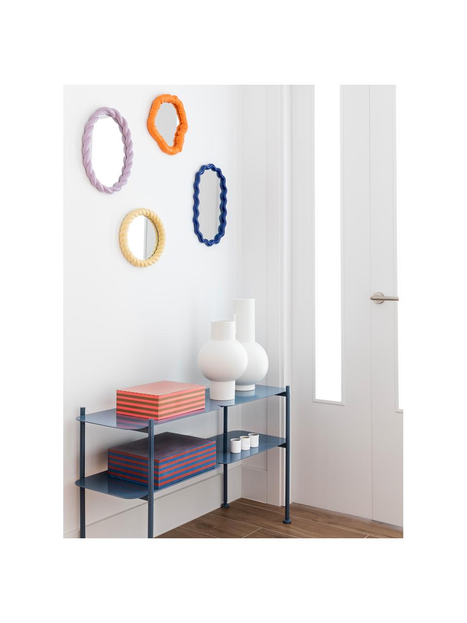 Wandspiegel Purfect mit orangem Kunststoffrahmen, Rahmen: Polyresin, Spiegelfläche: Spiegelglas, Orange, B 25 x H 28 cm