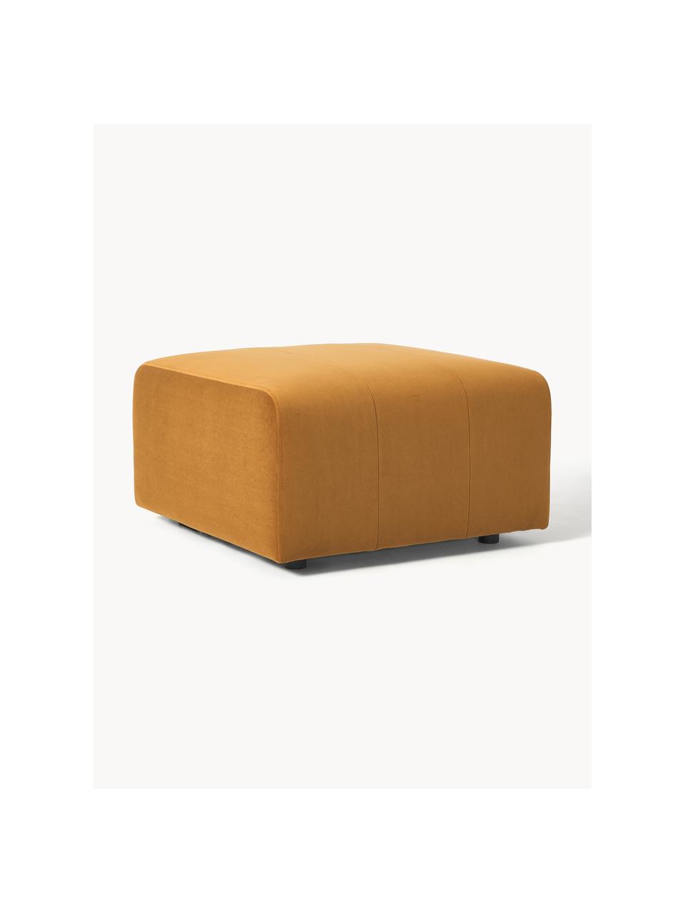 Pouf en velours Lena, Tissu ocre, larg. 76 x prof. 76 cm