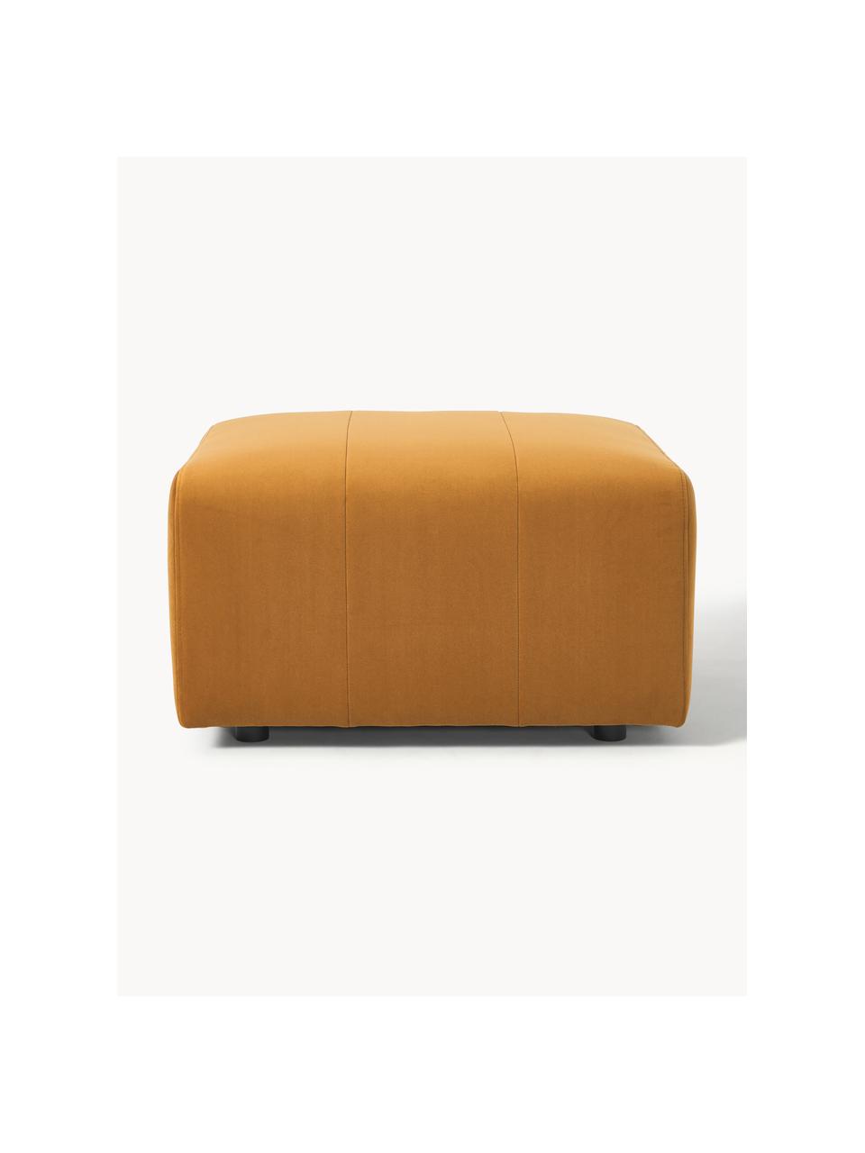 Reposapiés puf de terciopelo Lena, Tapizado: terciopelo (100% poliéste, Estructura: madera de pino, contracha, Patas: plástico., Terciopelo ocre, An 76 x F 76 cm