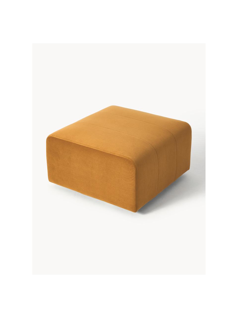 Sofa-Hocker Lena aus Samt, Bezug: Samt (100 % Polyester) De, Gestell: Kiefernholz, Schichtholz,, Füße: Kunststoff, Samt Ockergelb, B 76 x T 76 cm