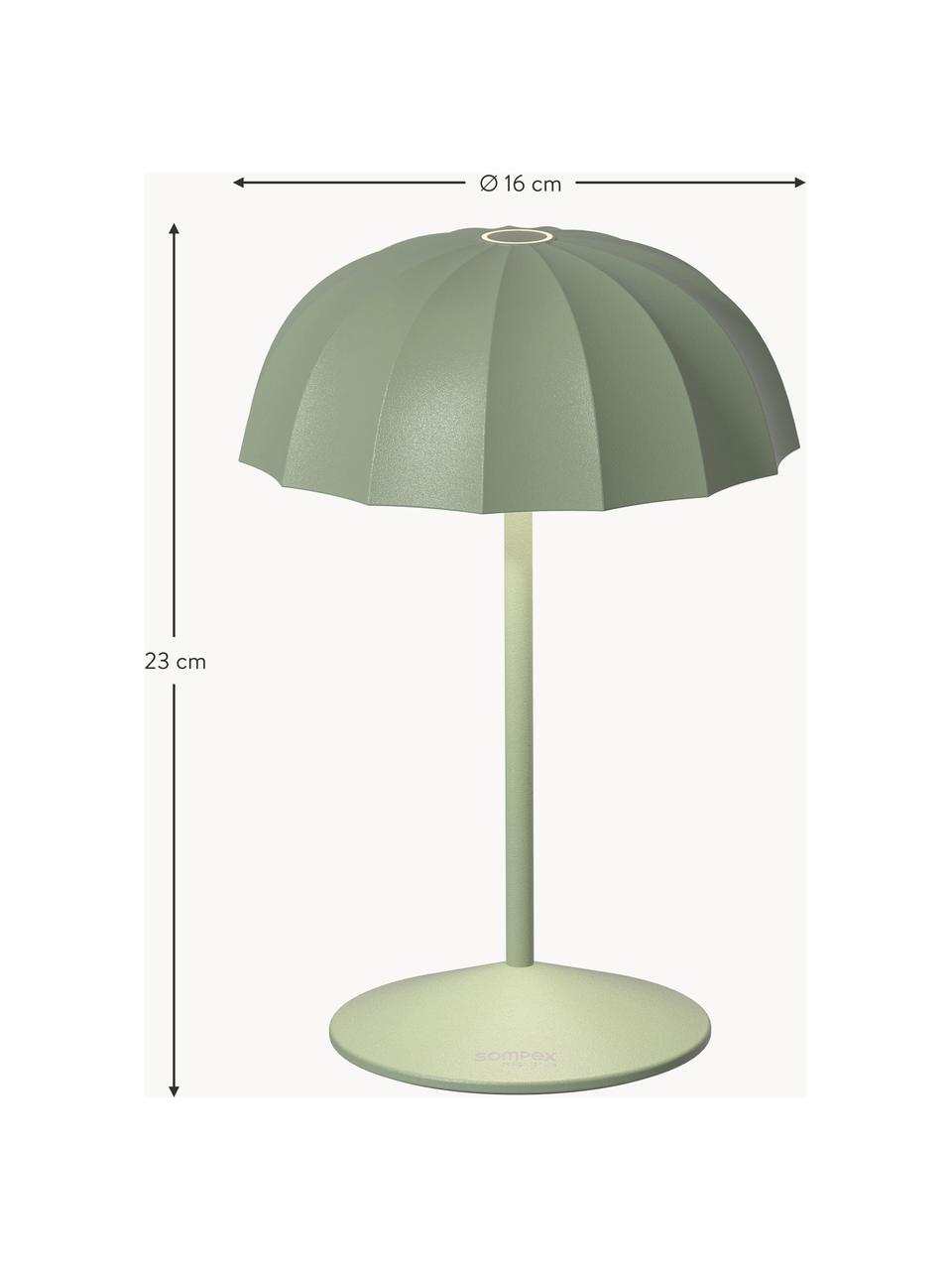 Lampada piccola da esterno portatile a LED con luce regolabile Ombrellino, Lampada: alluminio rivestito, Verde oliva, Ø 16 x Alt. 23 cm