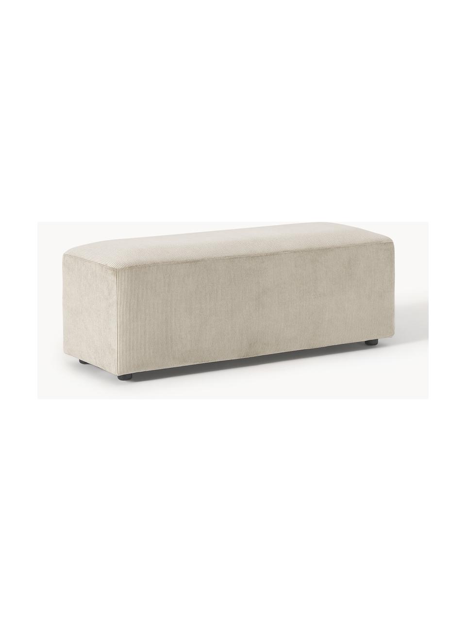 Pouf XL en velours côtelé Melva, Velours côtelé beige, larg. 116 x prof. 42 cm