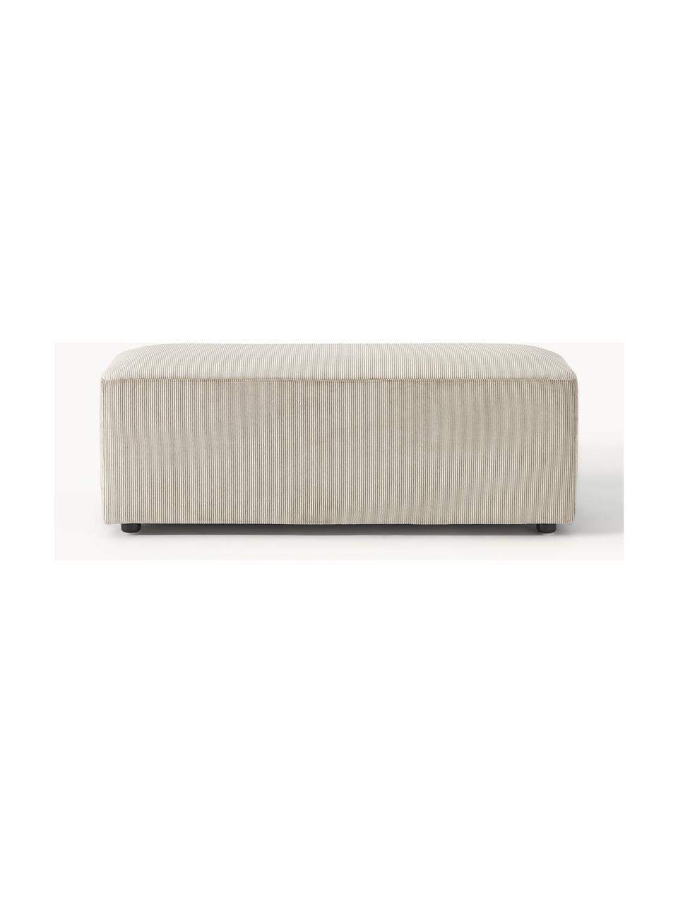 Pouf XL en velours côtelé Melva, Velours côtelé beige, larg. 116 x prof. 42 cm