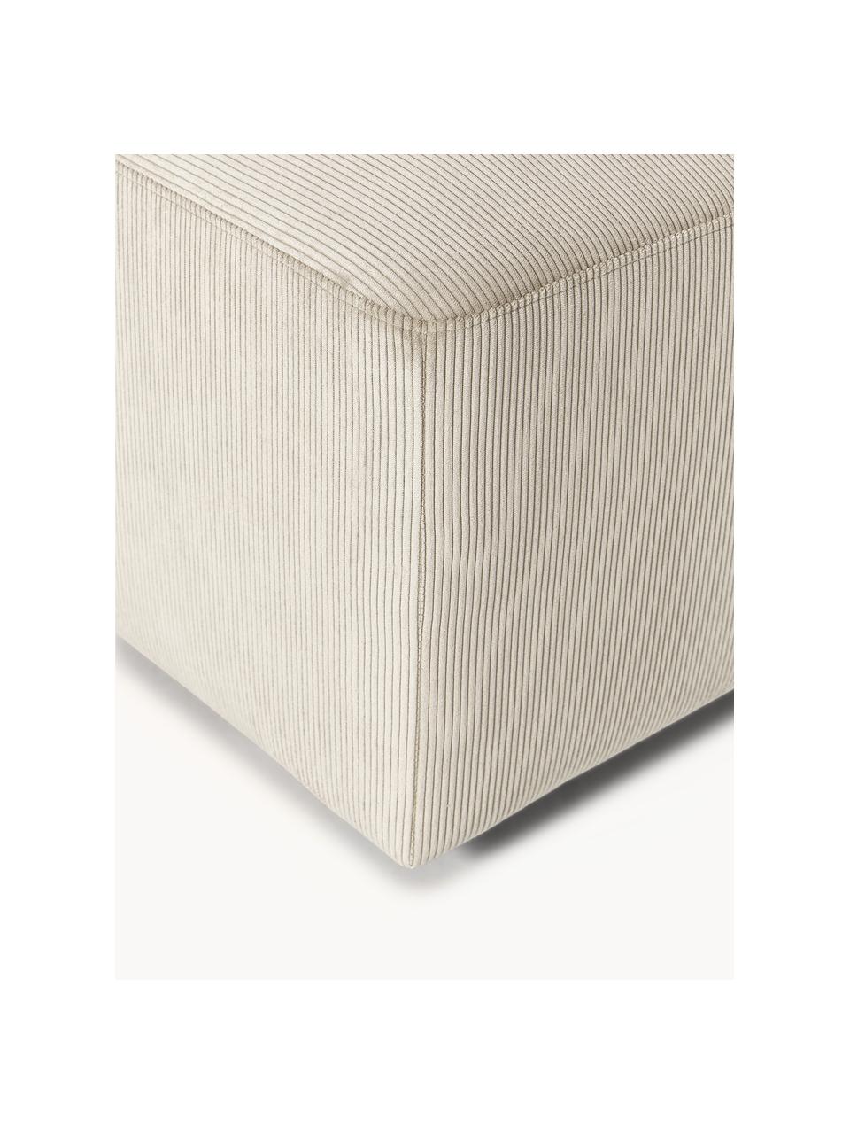 Pouf XL en velours côtelé Melva, Velours côtelé beige, larg. 116 x prof. 42 cm