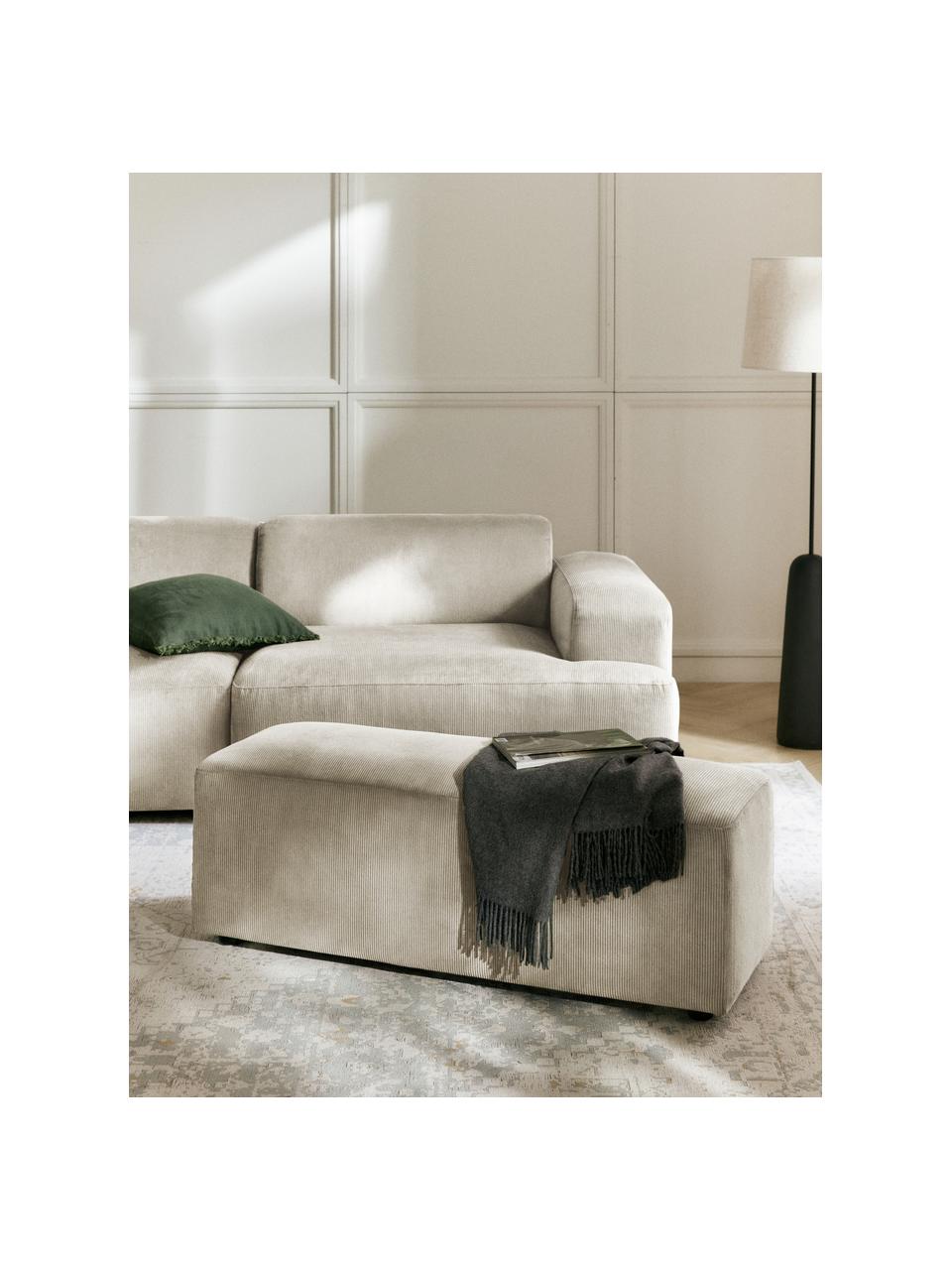 XL-Hocker Melva aus Cord, B 116 x T 42 cm, Bezug: Cord (92 % Polyester, 8 %, Gestell: Massives Kiefern- und Fic, Füße: Kunststoff Dieses Produkt, Cord Hellbeige, B 116 x T 42 cm