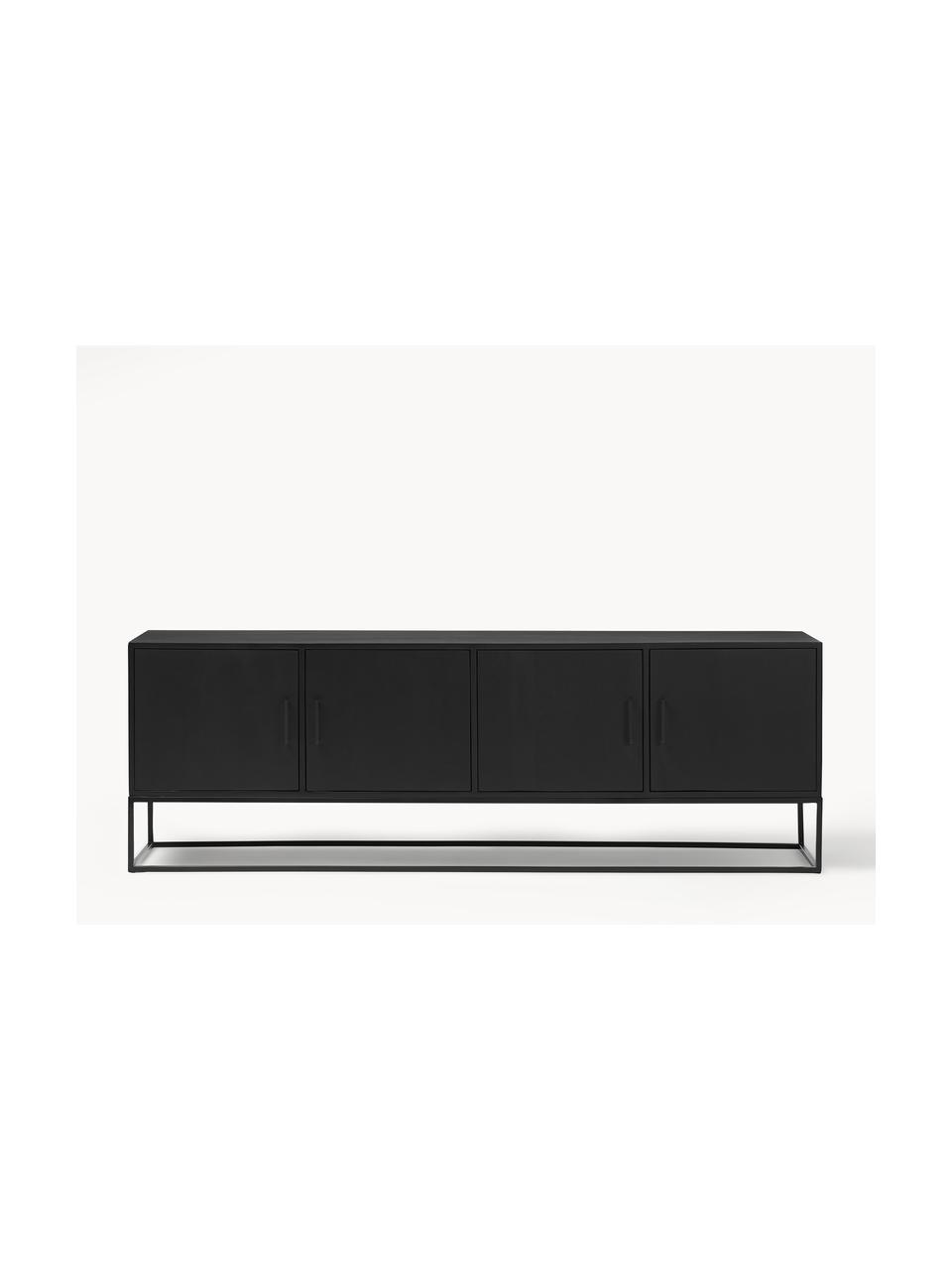 Tv-meubel Lyle van massief mangohout, Zwart, B 180 x H 60 cm