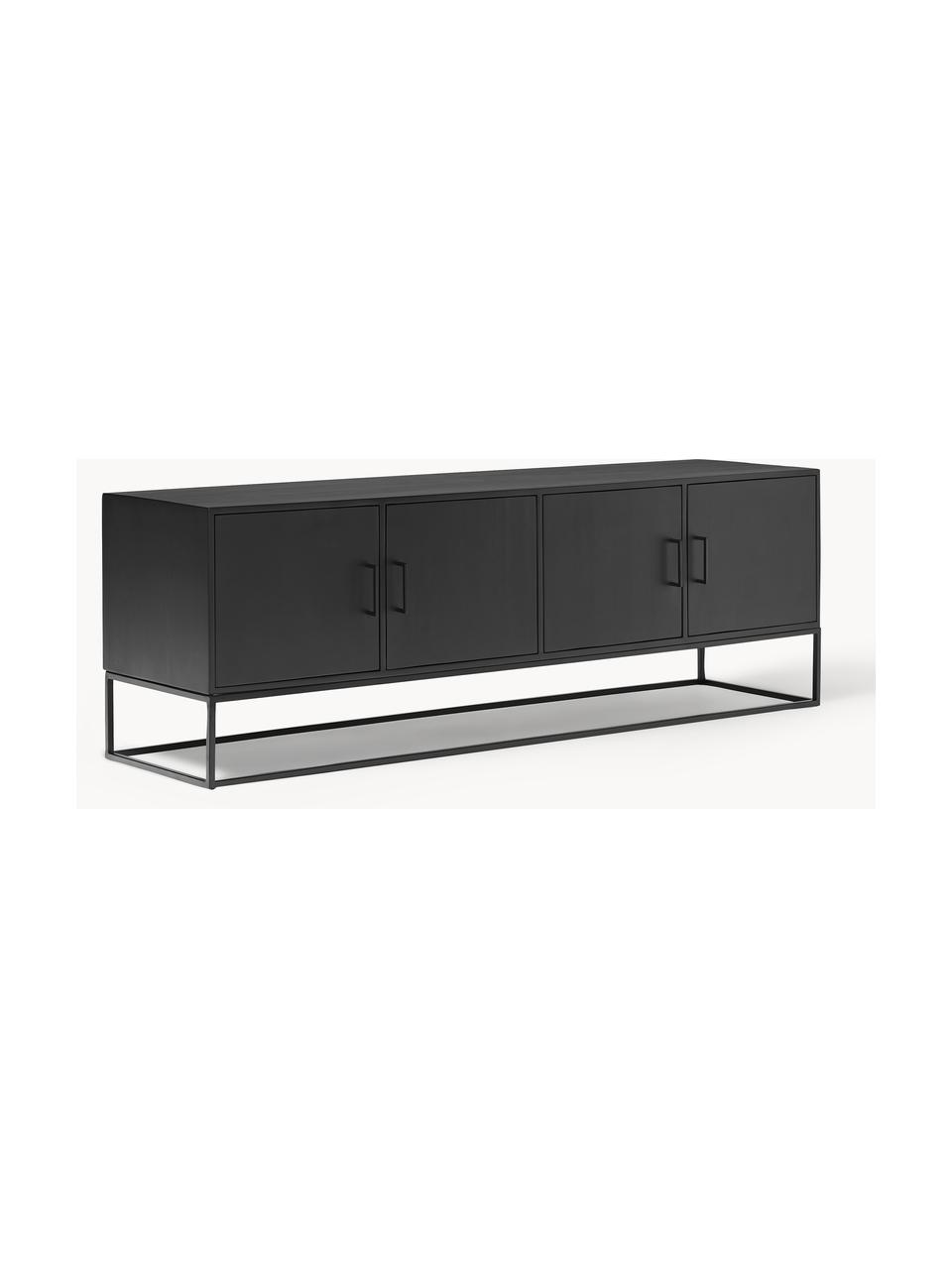 Credenza in legno di mango massiccio con ante Lyle, Struttura e maniglie: metallo verniciato a polv, Nero, Larg. 180 x Alt. 60 cm