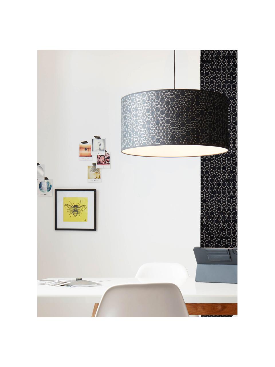Hanglamp Galance in zwart, Lampenkap: stof, Baldakijn: kunststof, Zwart, Ø 50 x H 25 cm