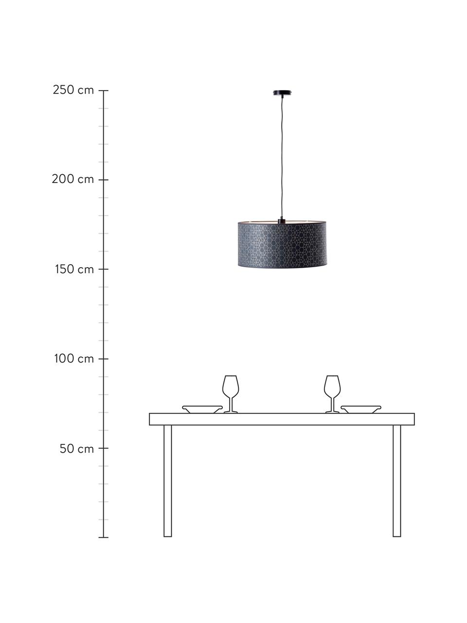 Hanglamp Galance in zwart, Lampenkap: stof, Baldakijn: kunststof, Zwart, Ø 50 x H 25 cm