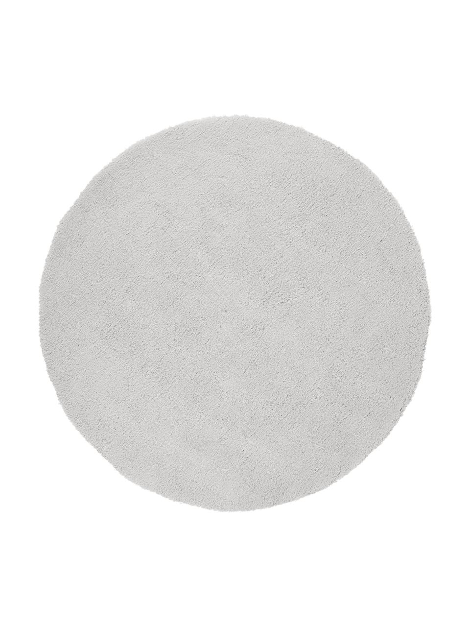 Fluffy Rond hoogpolig vloerkleed Leighton in lichtgrijs-beige, Bovenzijde: microvezels (100% polyest, Onderzijde: 70% polyester, 30% katoen, Lichtgrijze tinten, Ø 120 cm (maat S)