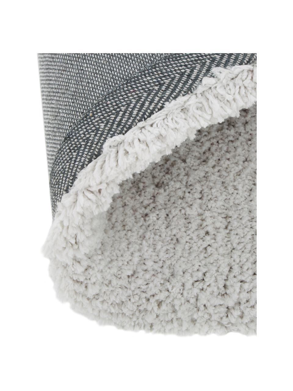 Fluffy Rond hoogpolig vloerkleed Leighton in lichtgrijs-beige, Bovenzijde: microvezels (100% polyest, Onderzijde: 70% polyester, 30% katoen, Lichtgrijs-beige, Ø 120 cm (maat S)