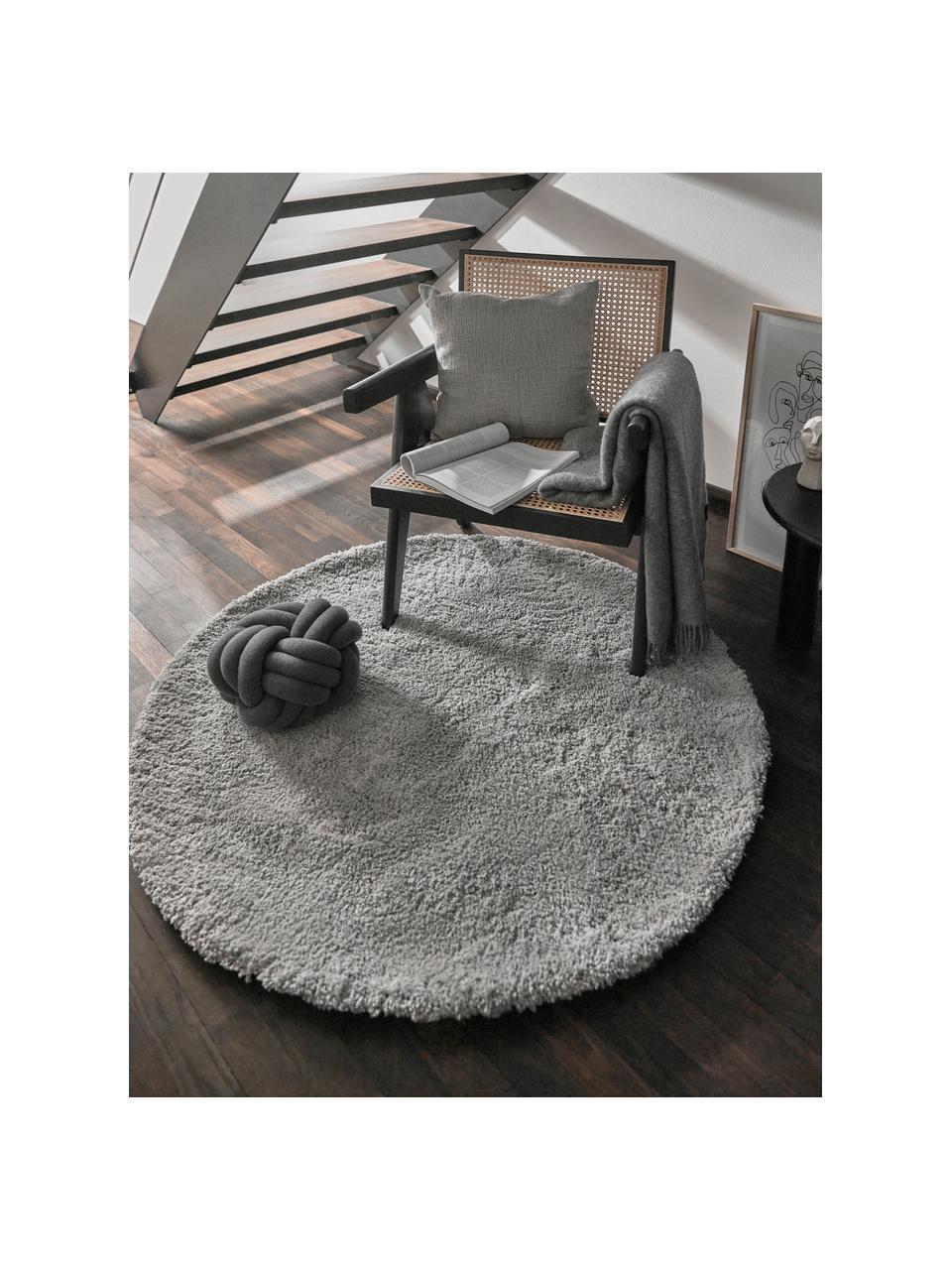 Načechraný kulatý koberec s vysokým vlasem Leighton, Světle šedá, béžová, Ø 120 cm (velikost S)