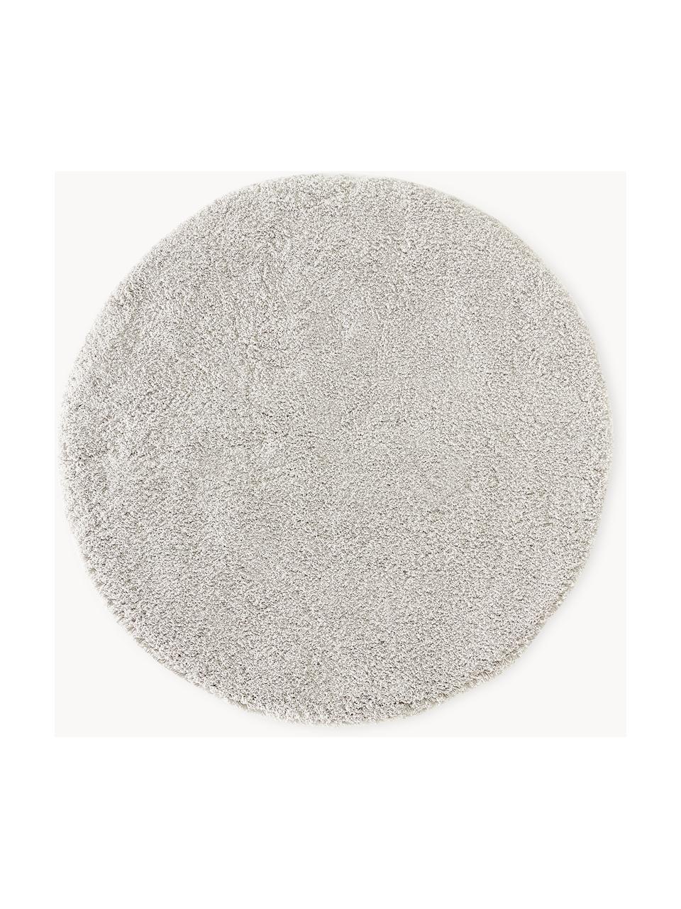 Okrúhly huňatý koberec s vysokým vlasom Leighton, Svetlosivá, Ø 120 cm (veľkosť S)