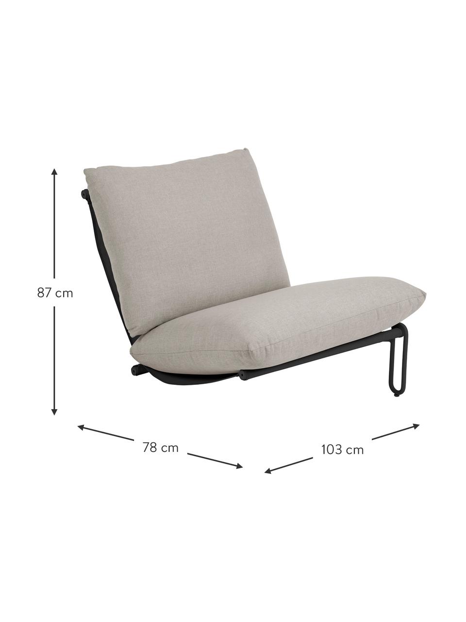 Poltroncina componibile con struttura in metallo Blixt, Rivestimento: poliestere, Struttura: tessuto, metallo rivestit, Nero, grigio, Larg. 103 x Prof. 78 cm