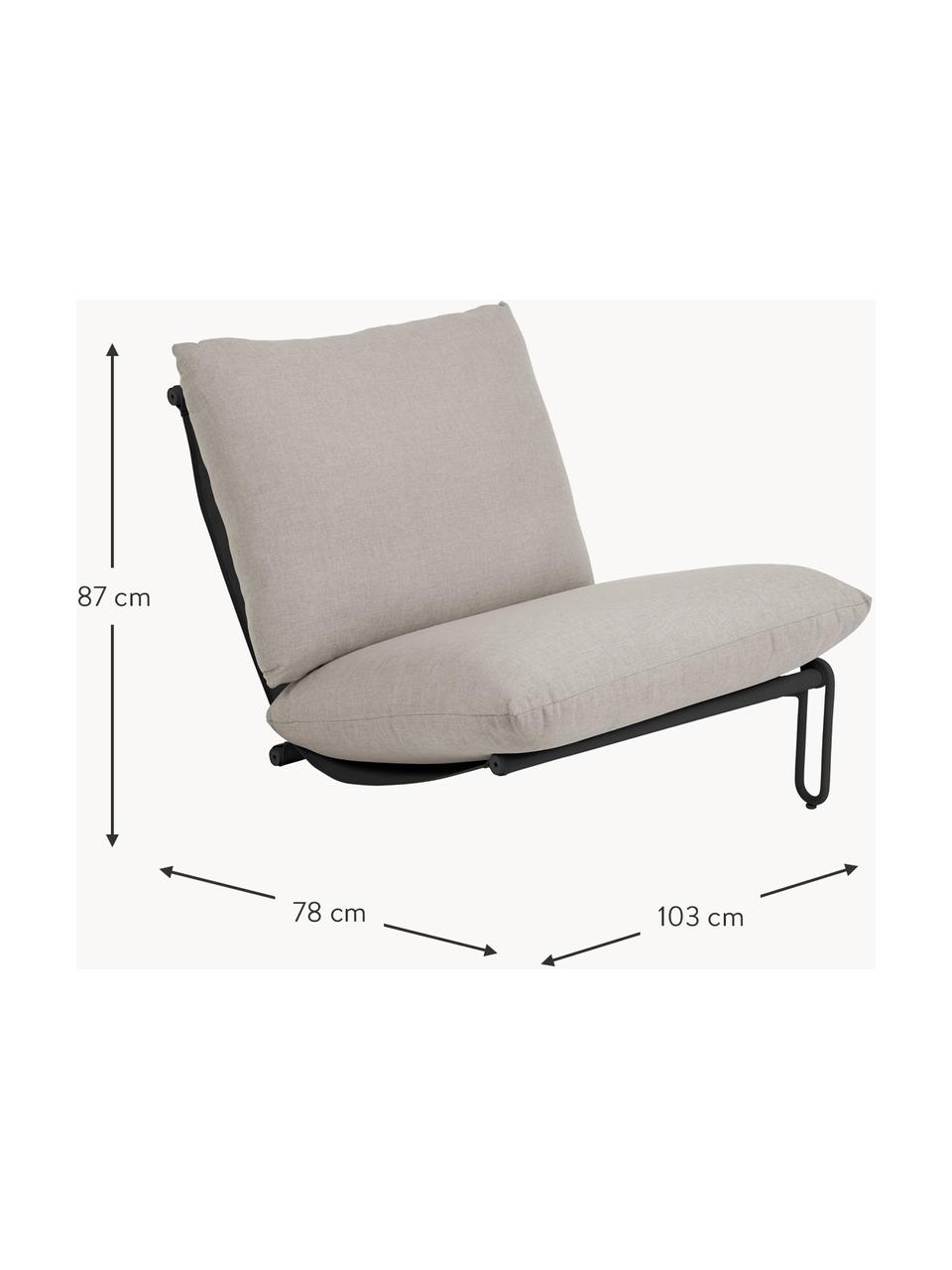 Extra module voor modulaire fauteuil Blixt, Bekleding: polyester, Frame: stof, gecoat metaal, Geweven stof greige, zwart, B 103 x D 78 cm