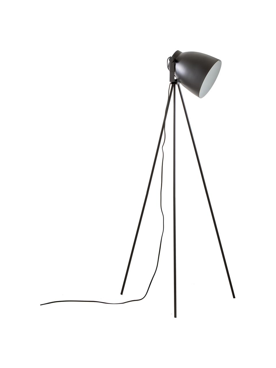 Kleine tripod leeslamp Studio, Lampenkap: staal, Lampvoet: staal, Mat zwart, Ø 58 x H 130 cm