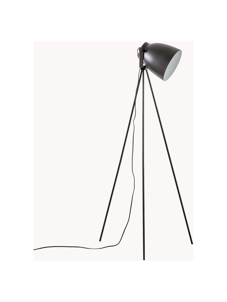 Petit lampadaire trépied industriel Studio, Noir, mat, larg. 58 x haut. 130 cm