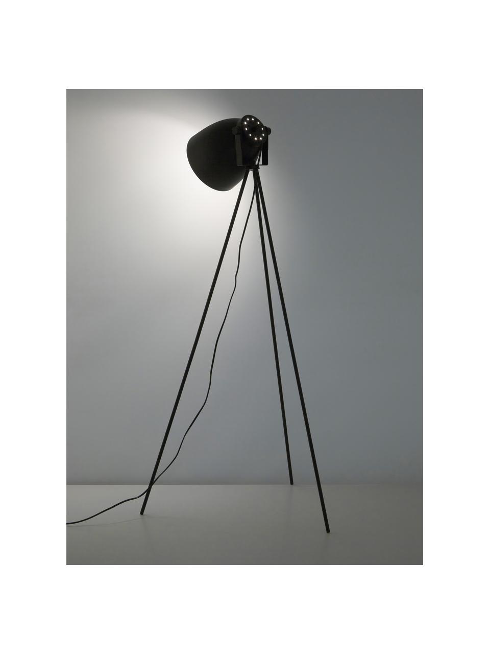 Kleine tripod leeslamp Studio, Lampenkap: staal, Lampvoet: staal, Mat zwart, Ø 58 x H 130 cm