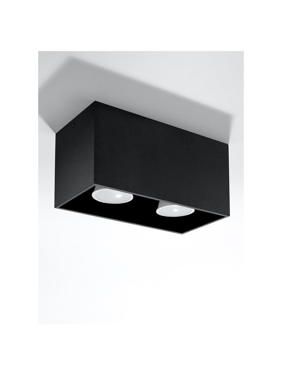 Kleine plafondspot Geo in zwart, Lamp: aluminium, Zwart, B 20 cm x H 10 cm