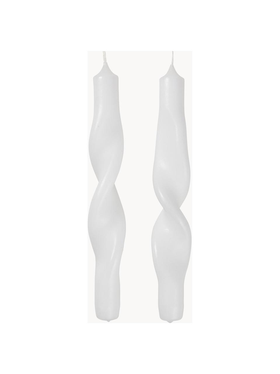 Chandelles Twist, 2 pièces, Paraffine, Blanc, haut. 23 cm