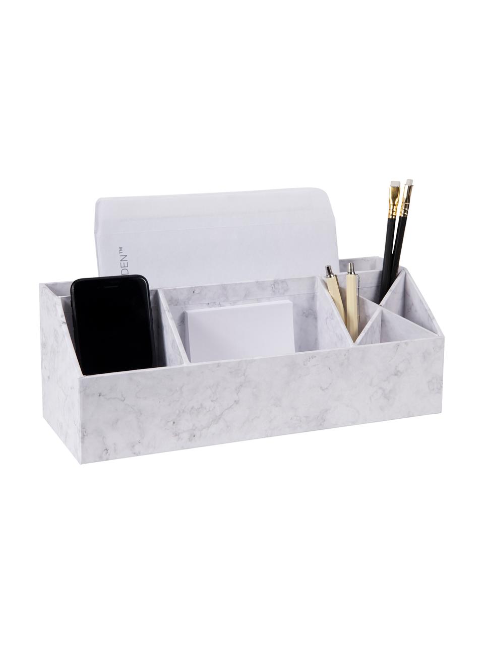 Büro-Organizer Elisa, Fester, laminierter Karton, Weiß, marmoriert, B 33 x H 13 cm