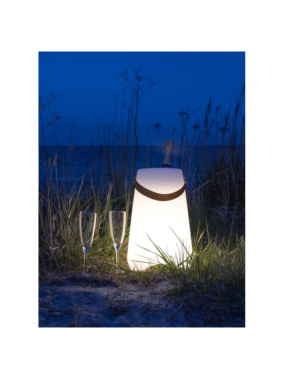 Mobile LED-Outdoor Tischlampe Bristol mit Weinkühler-Funktion, dimmbar, Griff: Leder, Weiss, Ø 25 x H 38 cm