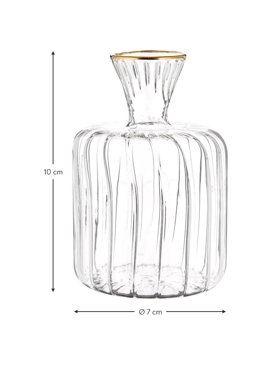 Mini vase avec bord doré Plinn, Verre, Transparent, couleur dorée, Ø 7 x haut. 10 cm