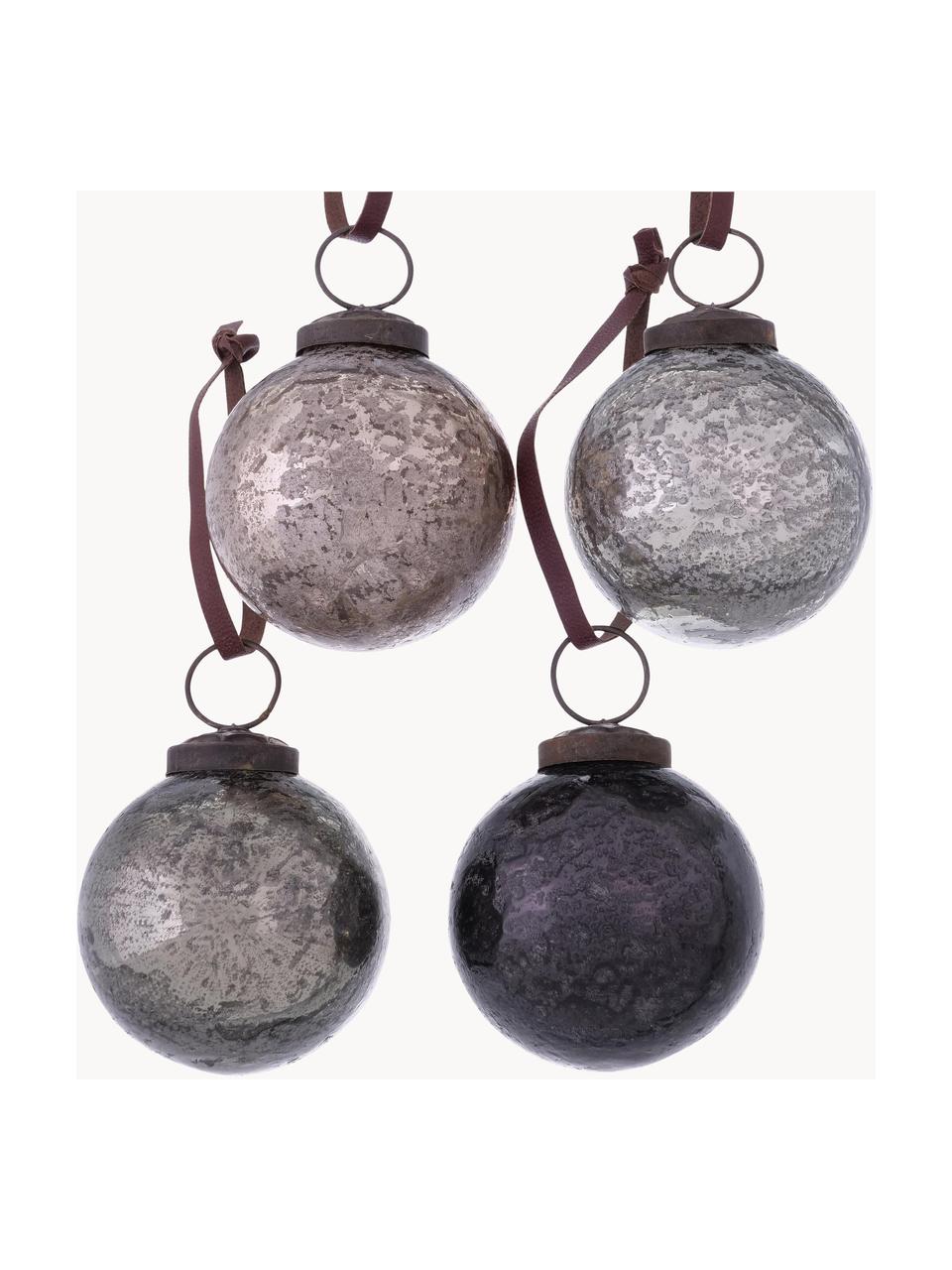 Súprava ručne vyrobených vianočných gúľ Elmos, 8 ks, Lakované sklo, Odtiene sivej, čierna, Ø 6 cm