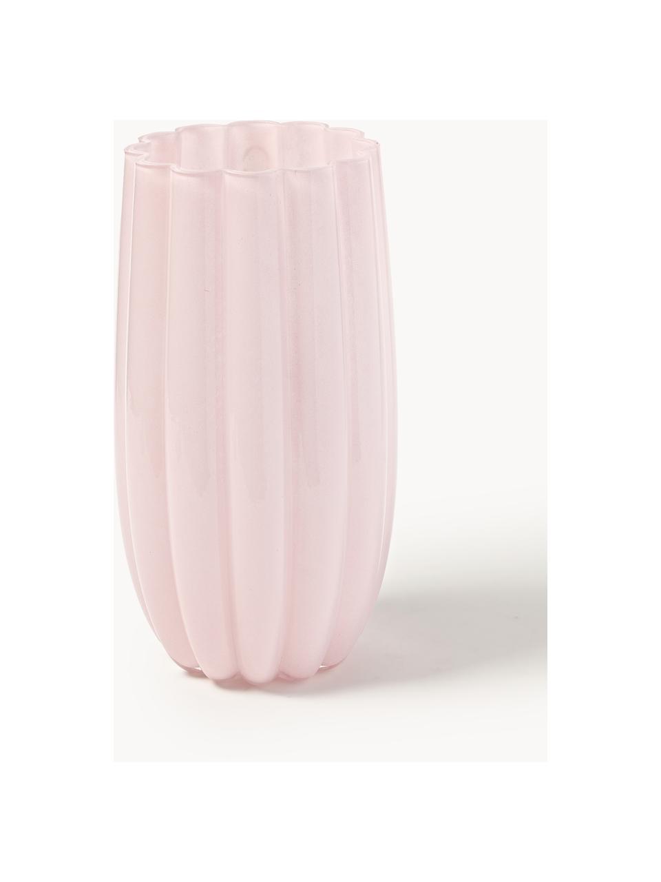 Vase en verre soufflé bouche Melon, haut. 38 cm, Verre, soufflé bouche, Rose pâle, Ø 21 x haut. 38 cm