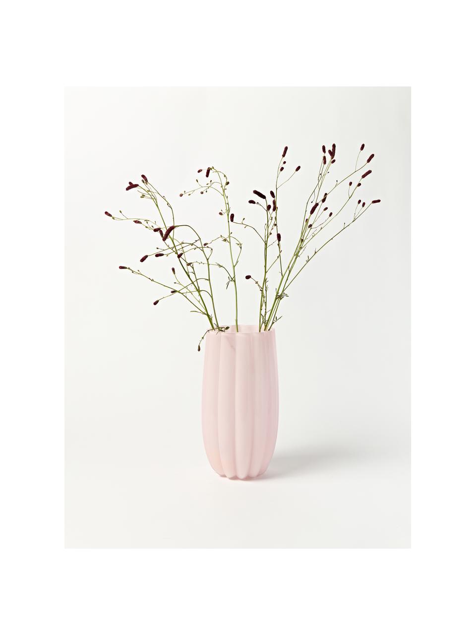 Vase en verre soufflé bouche Melon, haut. 38 cm, Verre, soufflé bouche, Rose pâle, Ø 21 x haut. 38 cm