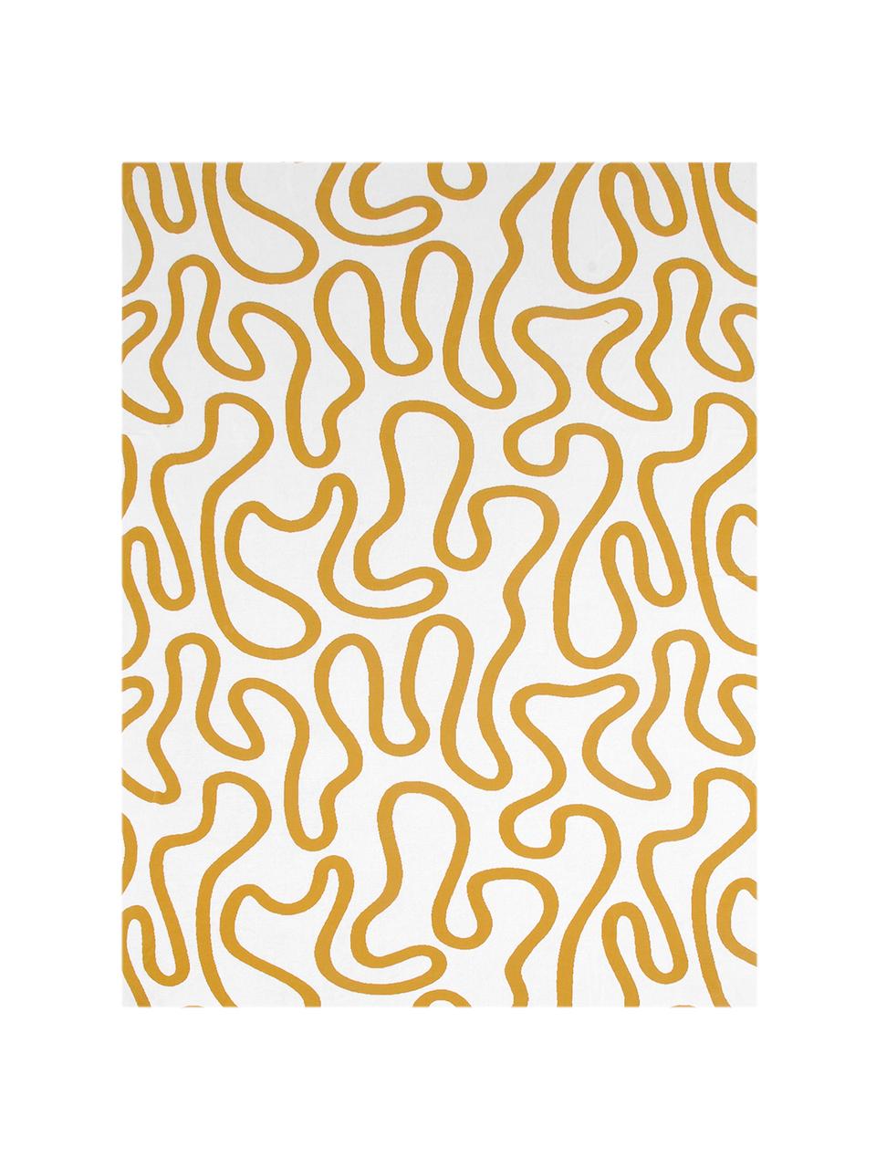Dwustronny pled z cienkiej dzianiny Amina, Bawełna, Żółty/biały, S 150 x D 200 cm