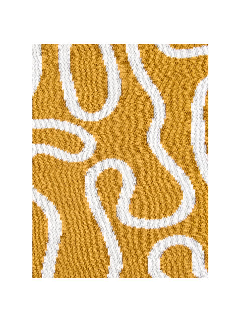 Jemný pletený obojstranný pléd Amina s abstraktným vzorom čiar, Žltá/biela