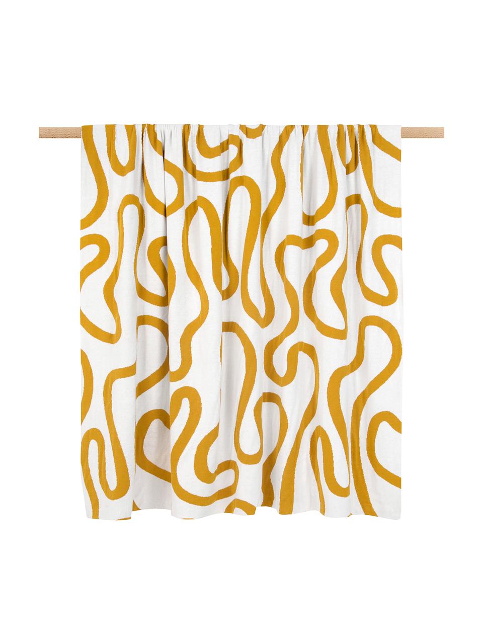 Jemný pletený obojstranný pléd Amina s abstraktným vzorom čiar, Žltá/biela