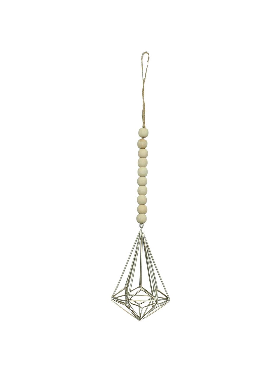 Ozdoba choinkowa Ornament, Drewno, metal, Beżowy, odcienie srebrnego, S 9 x W 9 cm