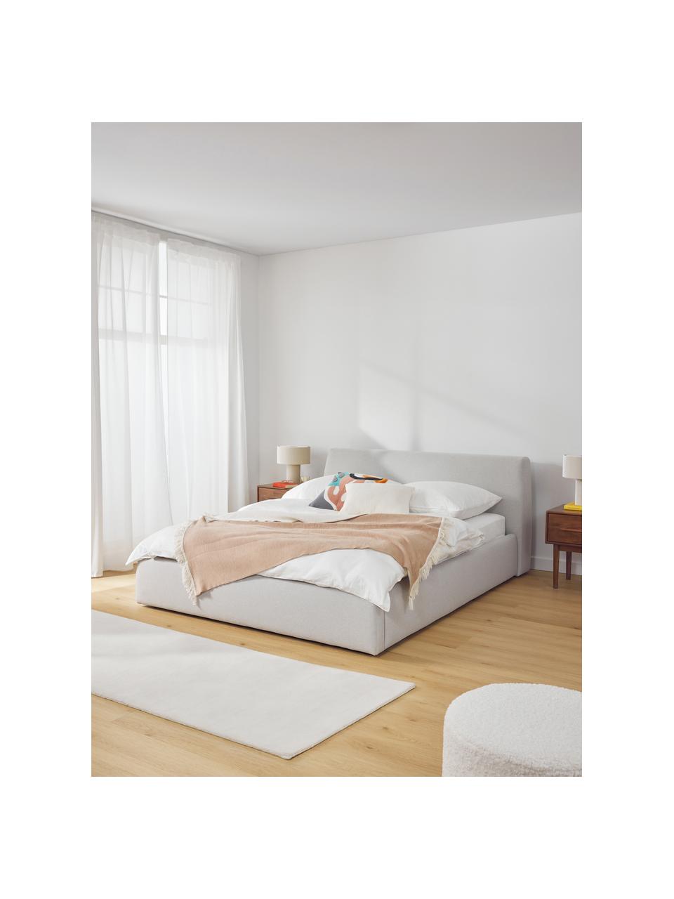 Letto imbottito con contenitore Cloud, Rivestimento: tessuto finemente struttu, Tessuto grigio chiaro, Larg. 160 x Lung. 200 cm