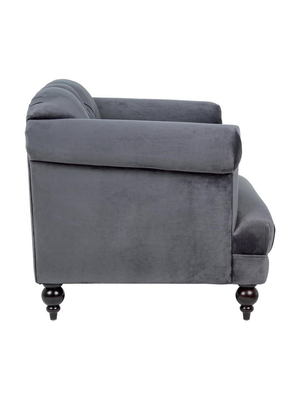 Sillón de terciopelo Blossom, Tapizado: terciopelo de poliéster, Patas: madera de caucho recubier, Gris, An 97 x F 82 cm