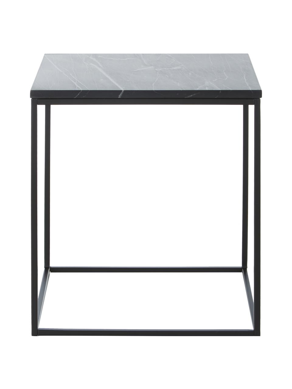 Mesa auxiliar de mármol Vince, Tablero: mármol natural, Estructura: metal con pintura en polv, Negro, An 50 x Al 50 cm