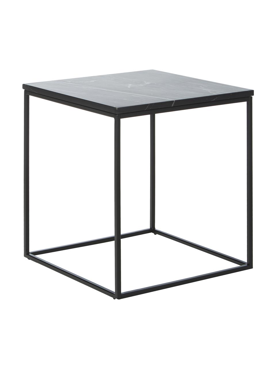 Mramorový odkládací stolek Alys, Černá, mramorovaná, Š 45 cm, V 50 cm
