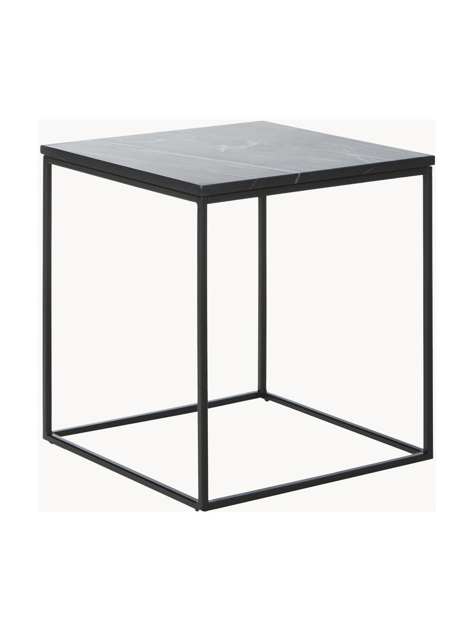 Table d'appoint en marbre Alys, Noir marbré, noir, larg. 45 x haut. 50 cm