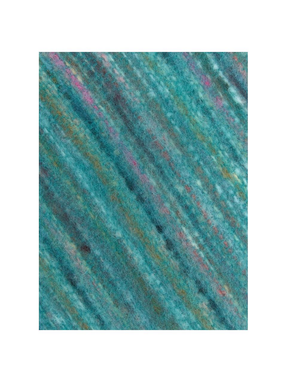 Farebný melírovaný pléd so strapcami Ayana, 100 % akryl, Tyrkysová, viacfarebná, Š 130 cm x D 190 cm