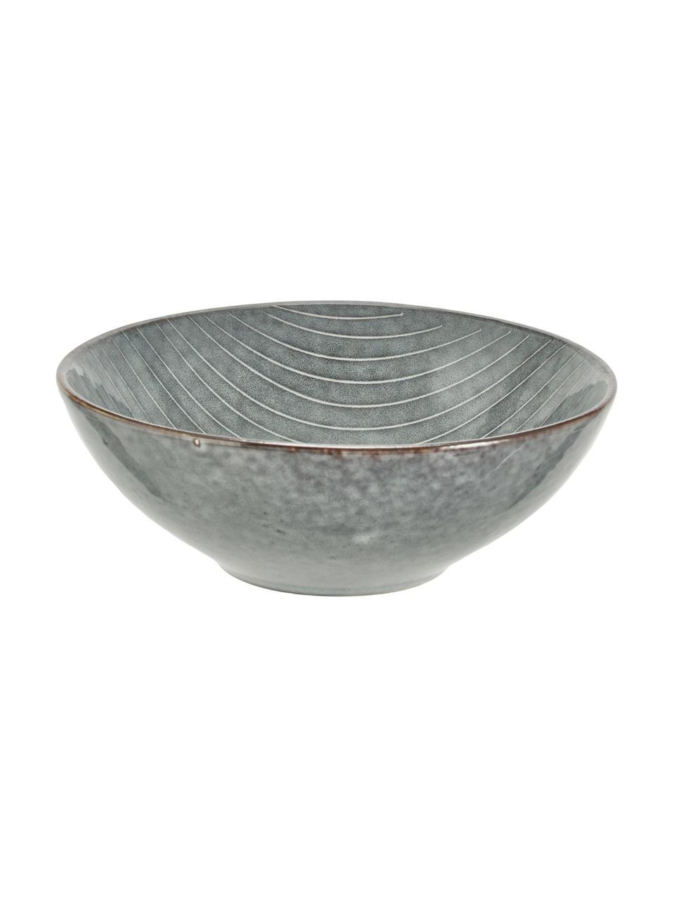 Ręcznie wykonana miska Nordic Sea, 4 szt., Kamionka, Odcienie szarego, odcienie niebieskiego, Ø 17 x W 6 cm